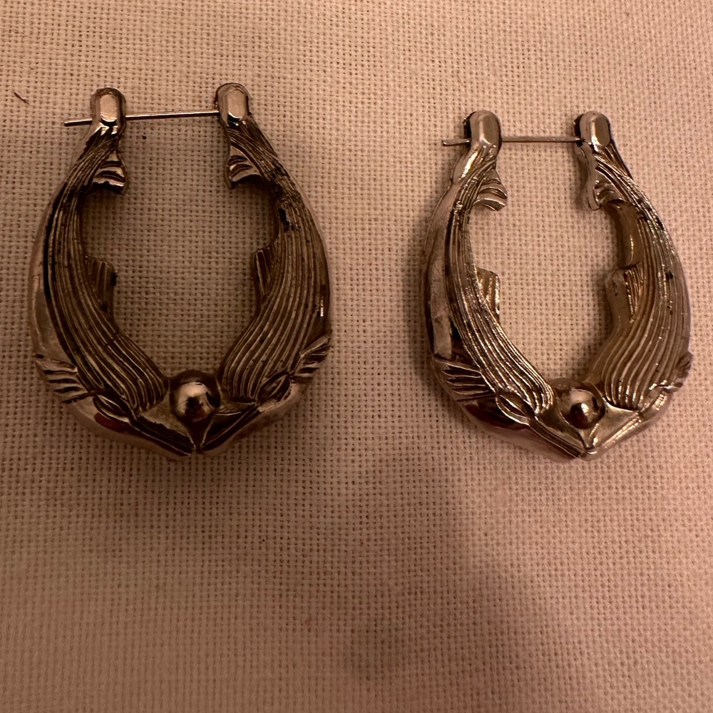 Dolphin Hoop Earrings Goldtone